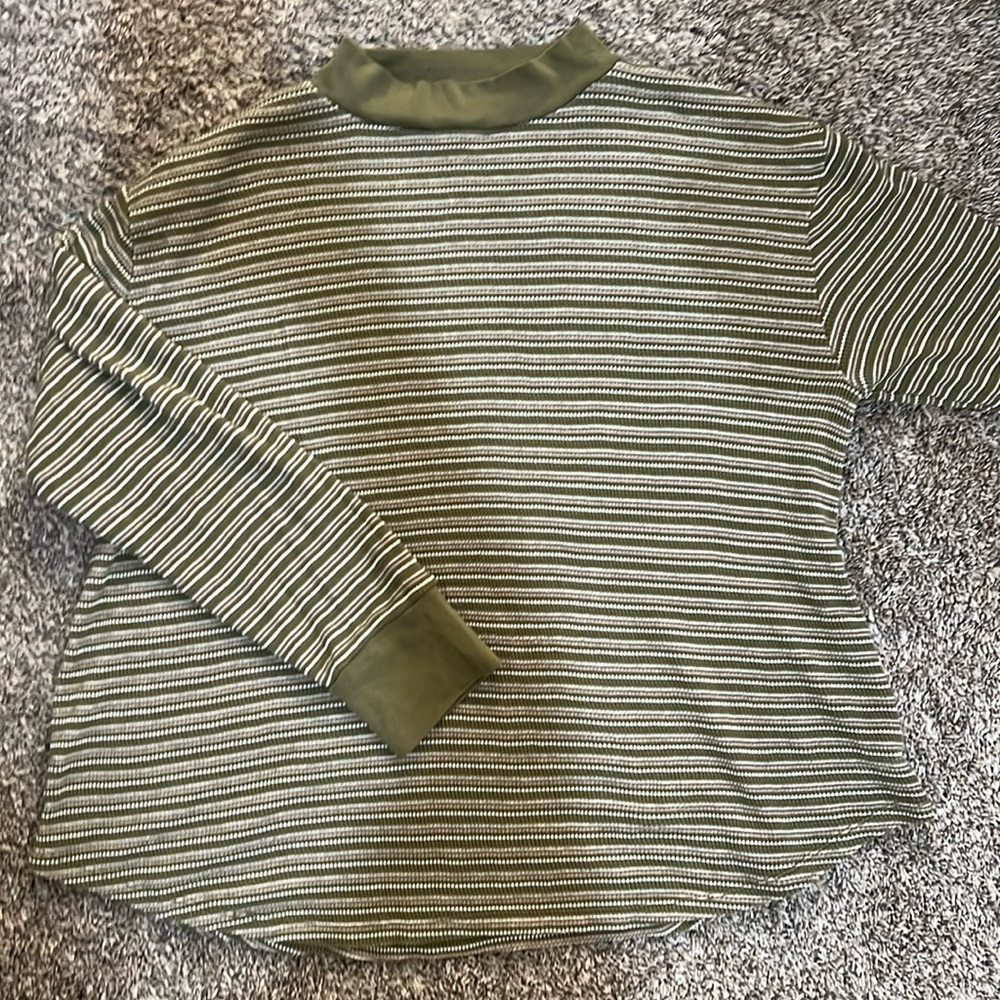 Madewell mock neck waffle sweatshirt tee in stripe